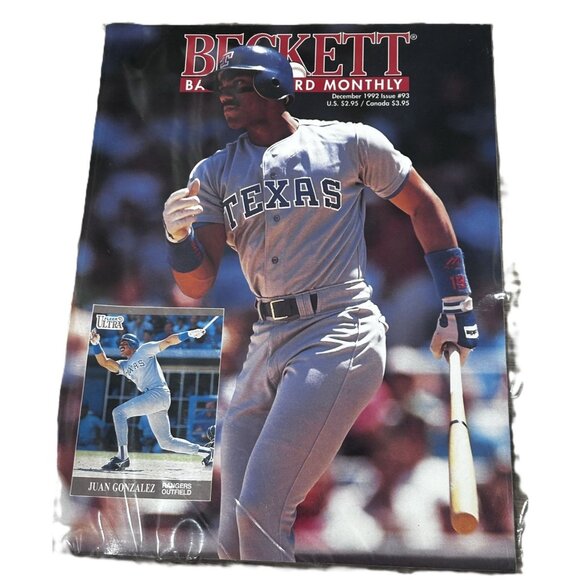 Vintage 1992 Beckett Baseball Card Magazine #93 Juan Gonzalez Rangers - Picture 1 of 6